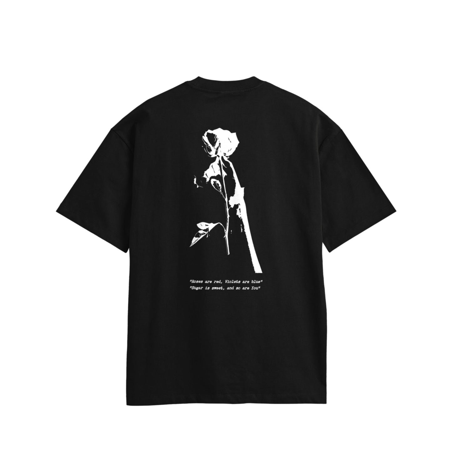 ROSE TEE, back side, black, original brand t shirt