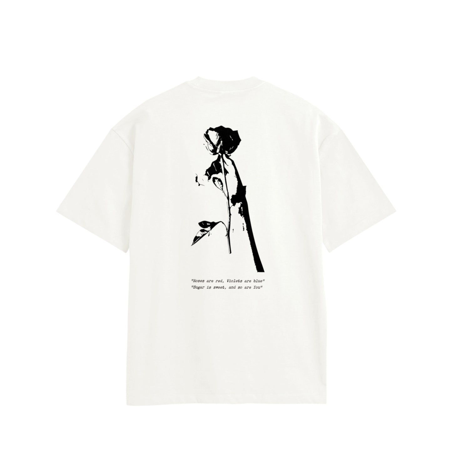 ROSE TEE, back side, white, original brand t shirt