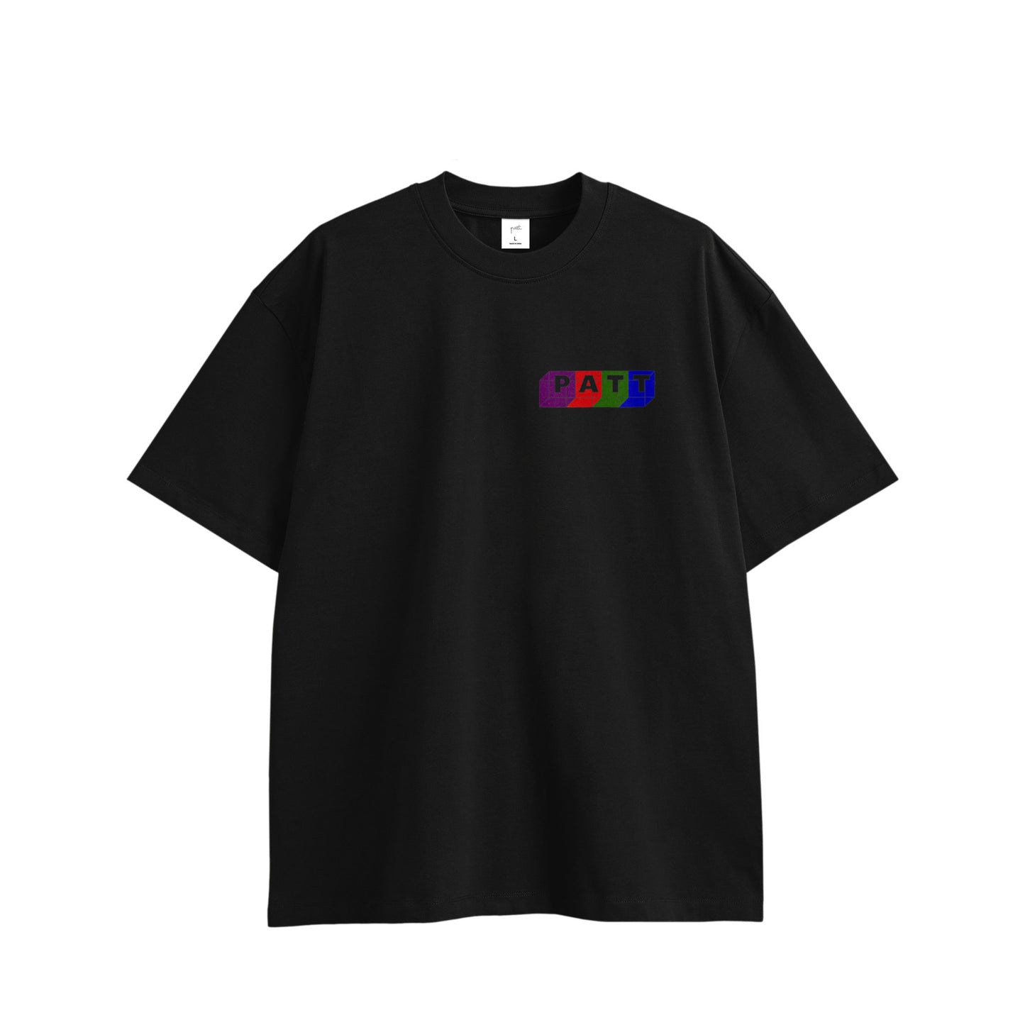 BLOCK LOGO TEE,  front side, black, original brand t shirt