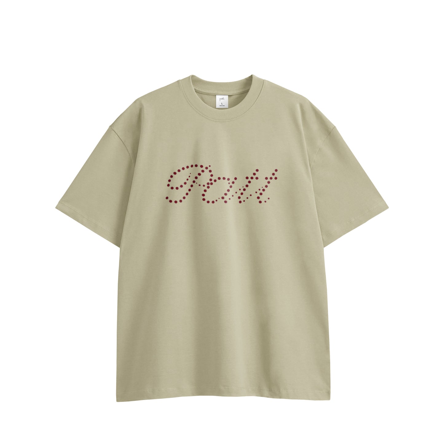 DOT LOGO TEE, front side, beige, original brand t shirt