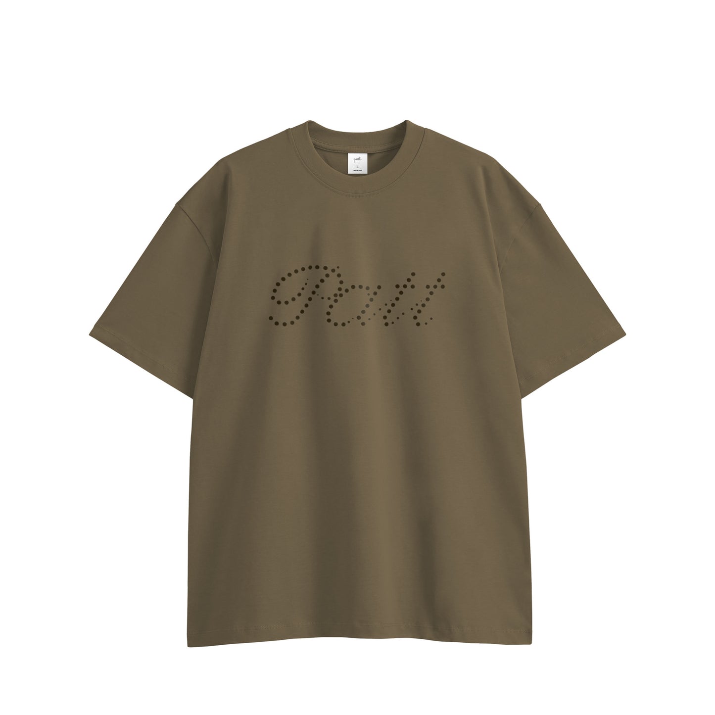 DOT LOGO TEE, front side, brown, original brand t shirt