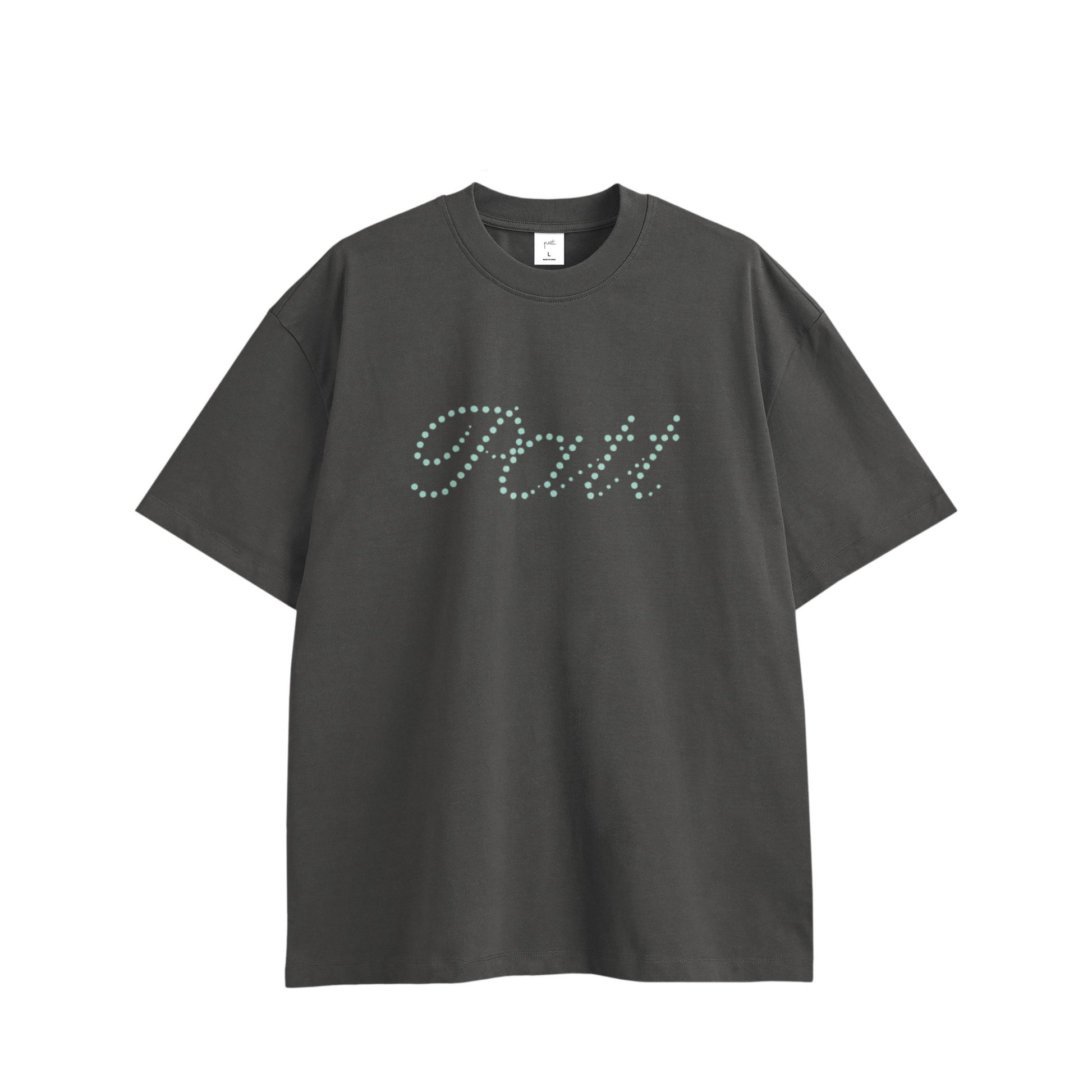 DOT LOGO TEE,  front side, charcoal, original brand t shirt