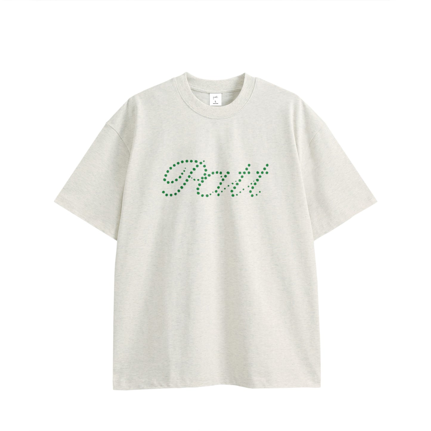 DOT LOGO TEE, front side, oatmeal, original brand t shirt