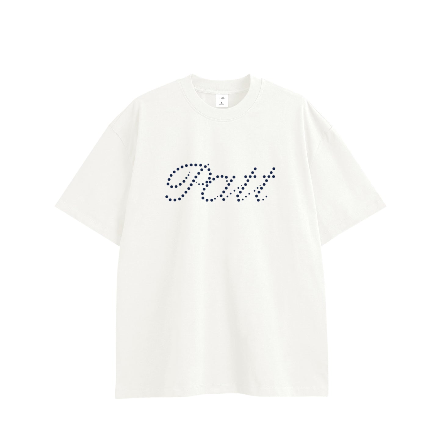 DOT LOGO TEE, front side, white, original brand t shirt