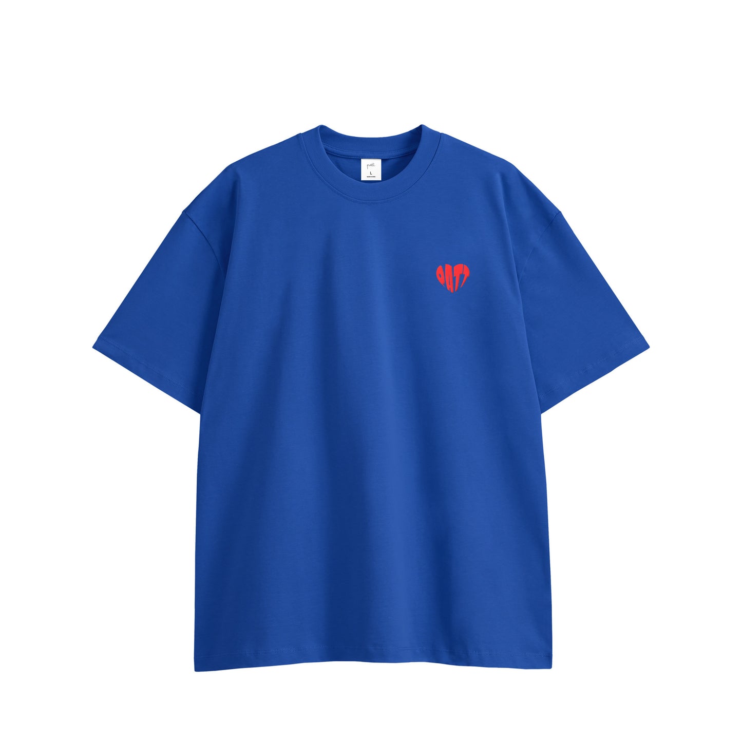 HEART LOGO TEE, front side, blue, original brand t shirt