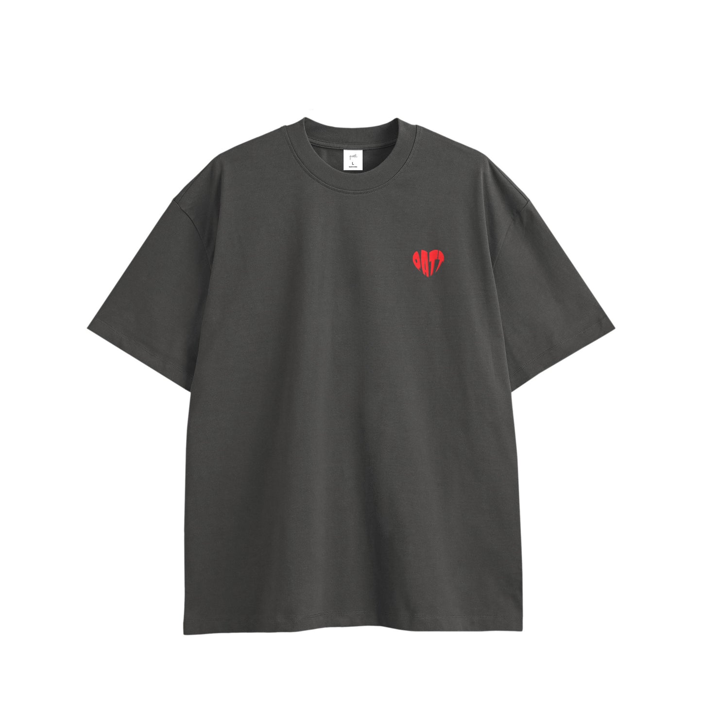 HEART LOGO TEE, front side, charcoal gray, original brand t shirt