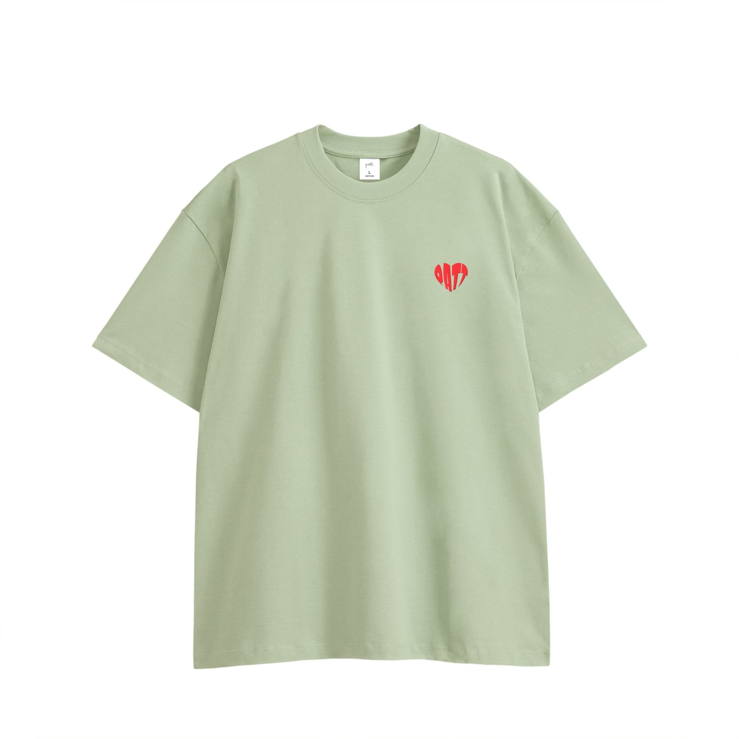 HEART LOGO TEE, front side, light green, original brand t shirt