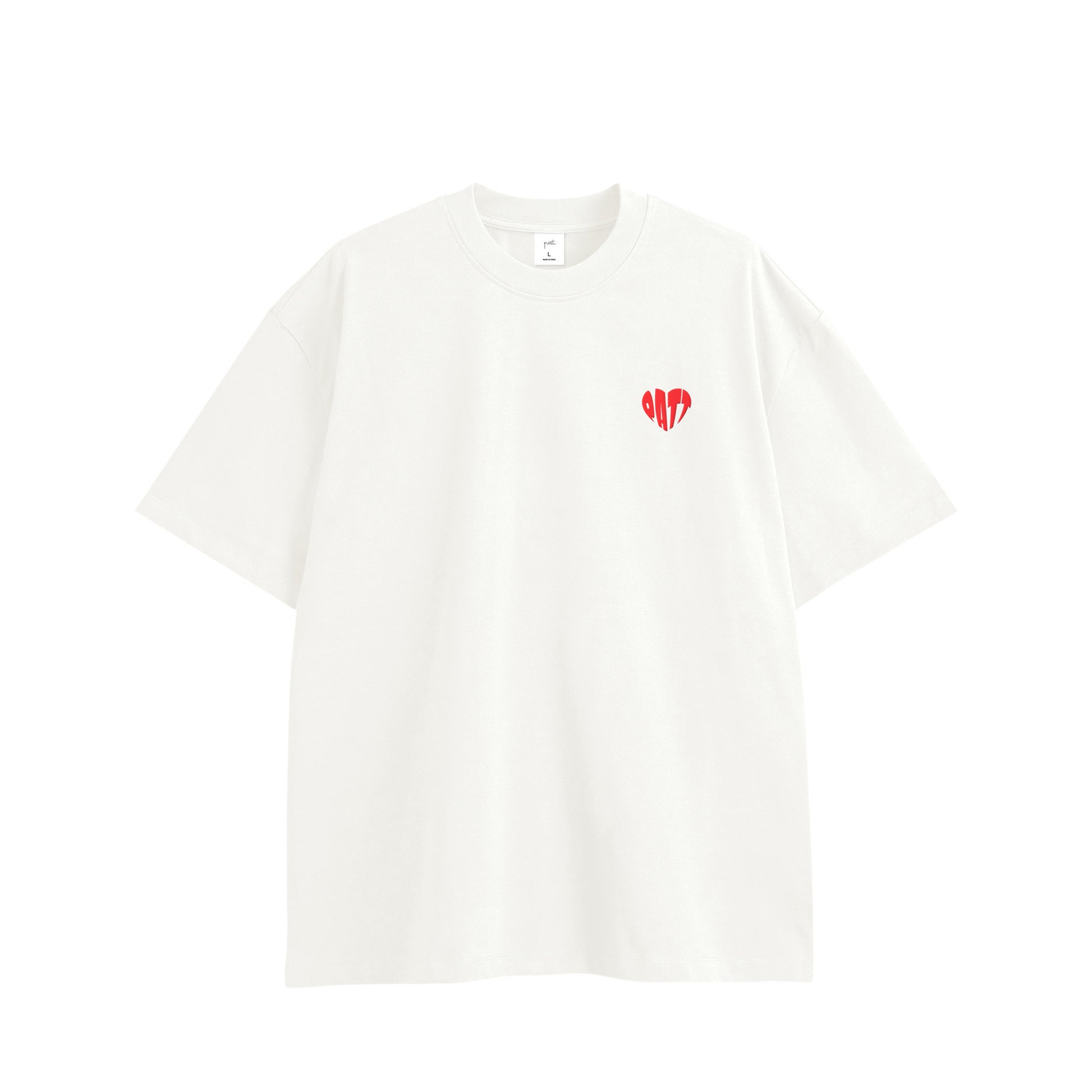 HEART LOGO TEE, front side, white, original brand t shirt