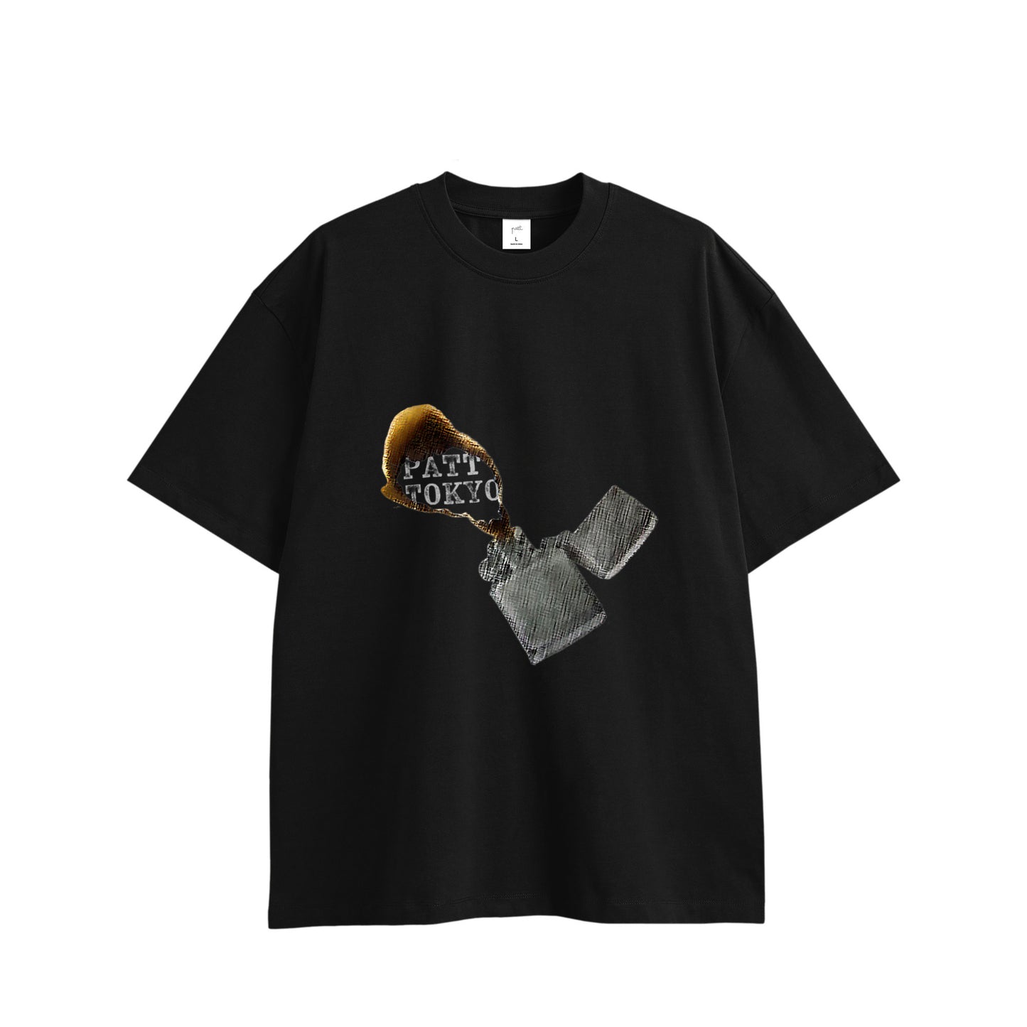 LIGHTER TEE, front side, black, original brand t shirt