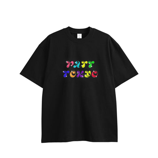 BUBBLE LOGO TEE, front side, black, original brand t shirt