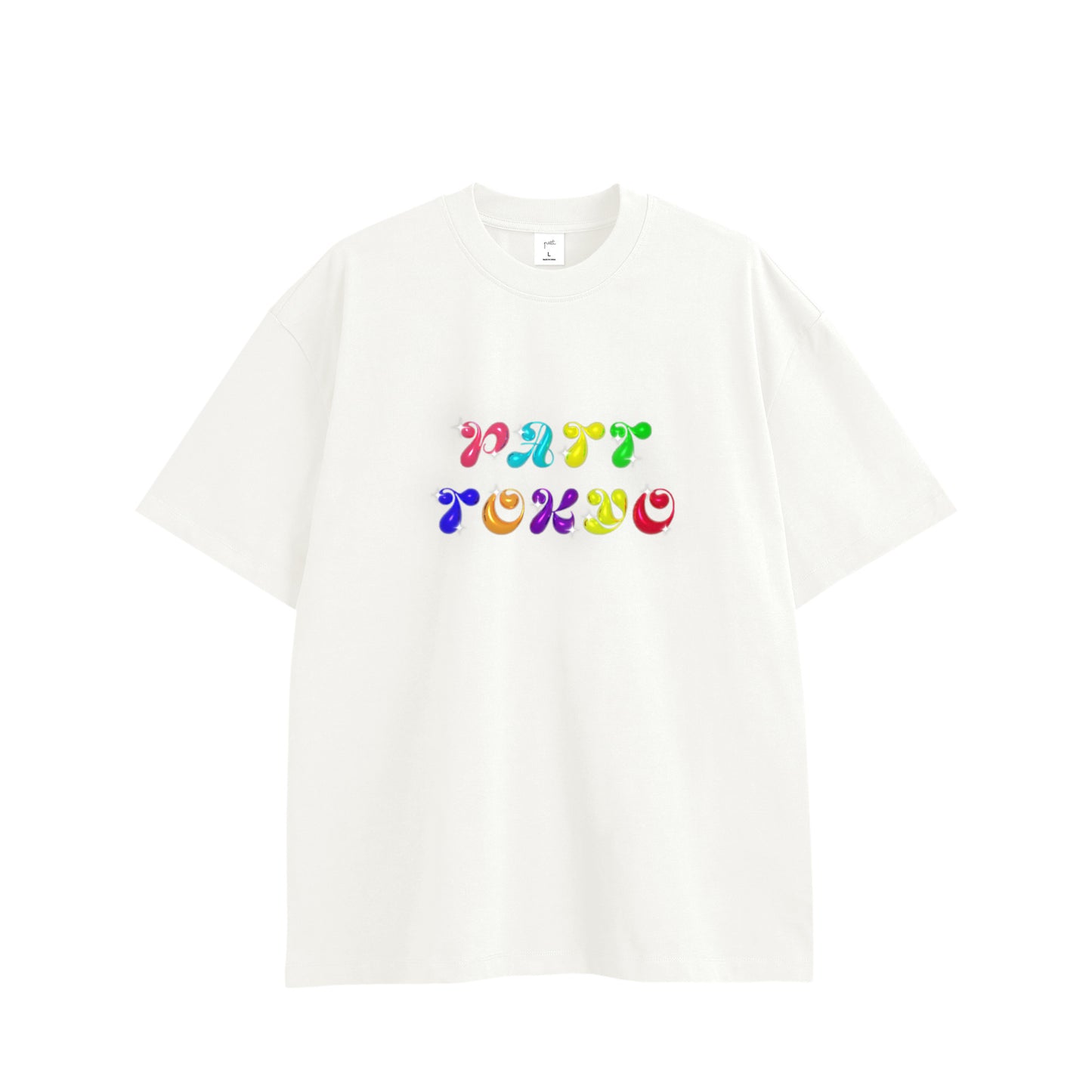 BUBBLE LOGO TEE, front side, white, original brand t shirt