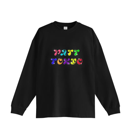 BUBBLE LOGO LONG SLEEVE TEE, front side, black, original brand long sleeve shirt