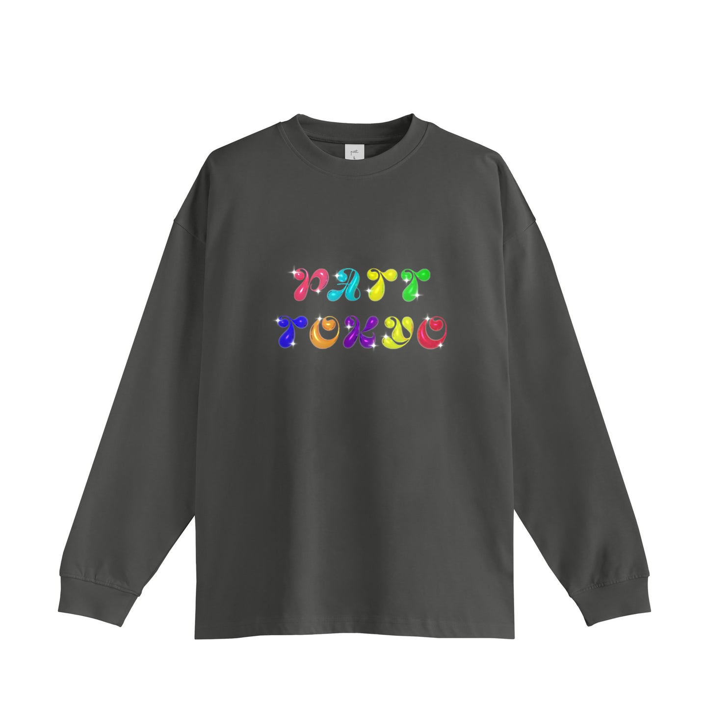 BUBBLE LOGO LONG SLEEVE TEE, front side, charcoal gray, original brand long sleeve shirt