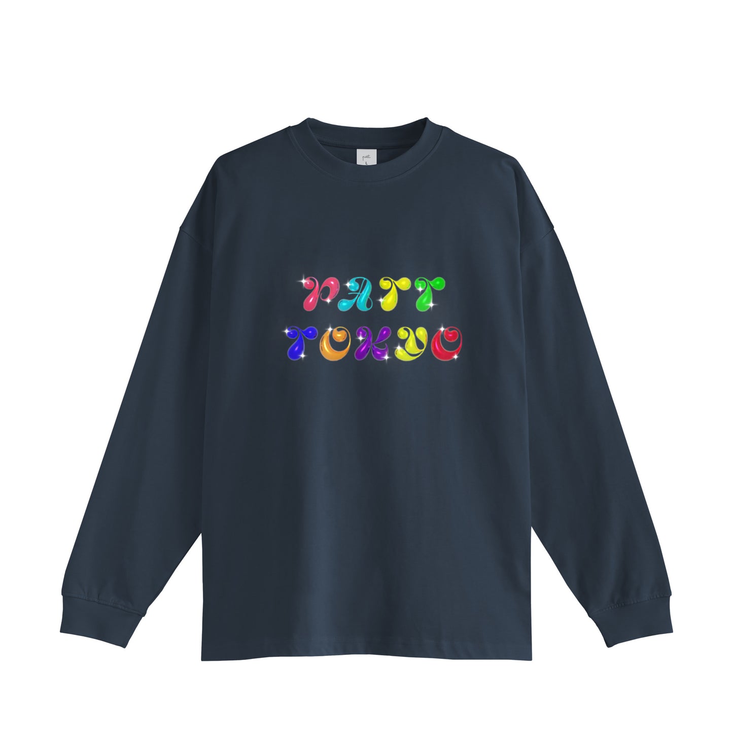 BUBBLE LOGO LONG SLEEVE TEE, front side, navy, original brand long sleeve shirt