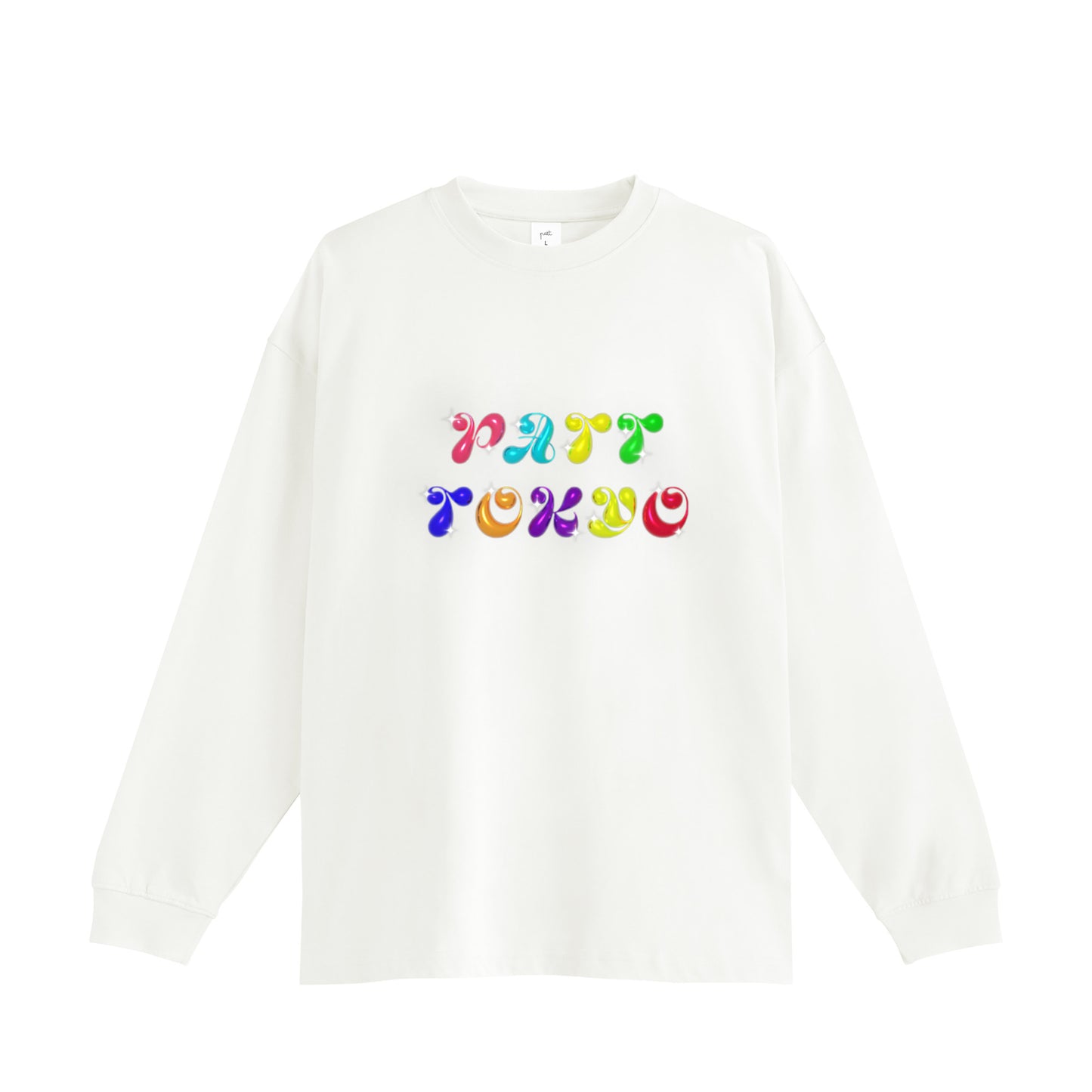 BUBBLE LOGO LONG SLEEVE TEE, front side, white, original brand long sleeve shirt