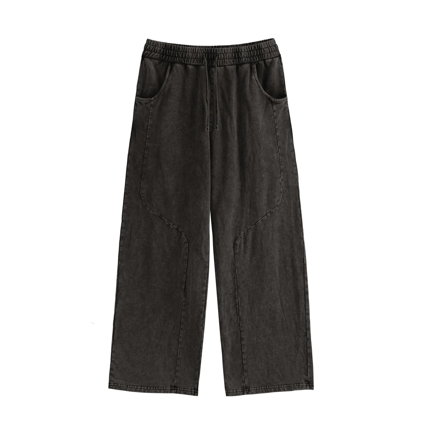 VINTAGE WASHED SWEAT PANTS, SWEAT PANTS, VINTAGE PANTS, front side, black