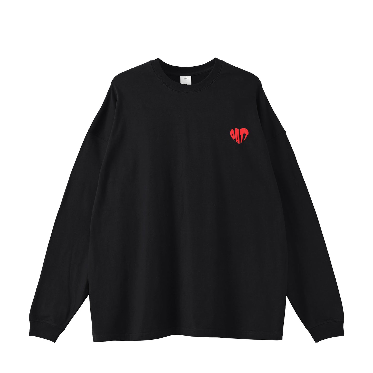 HEART LOGO LONG SLEEVE TEE, front side, black, original brand long sleeve shirt