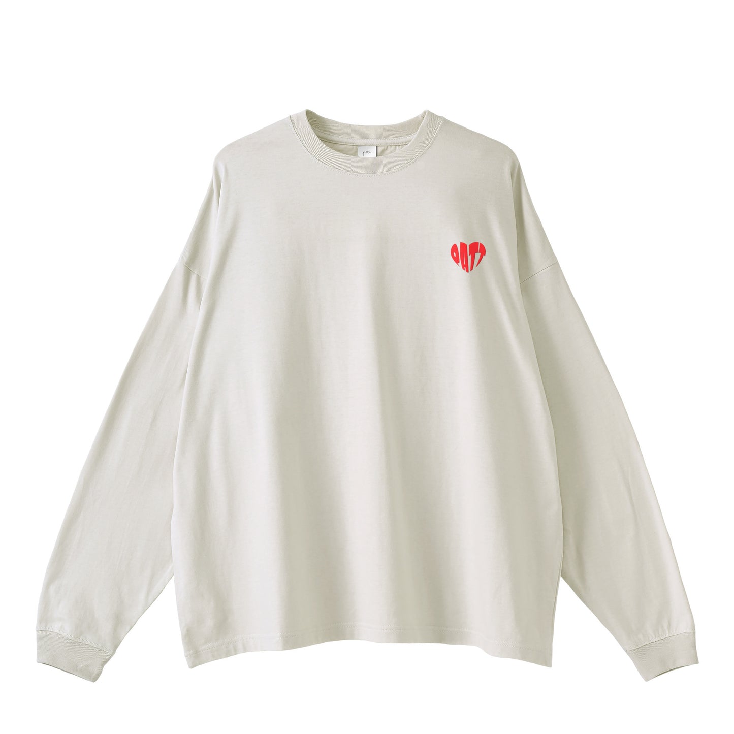 HEART LOGO LONG SLEEVE TEE, front side, gray, original brand long sleeve shirt