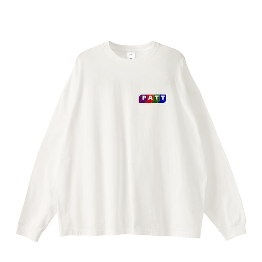 BLOCK LOGO LONG SLEEVE TEE, front side, white, original brand long sleeve shirt